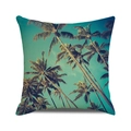 Federa per cuscino quadrata con stampa di palme tropicali su sfondo verde vintage - Fotografia di Palma Verde Vintage (Stile 22)