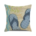 Square ocean theme cushion cover with blue flip flops and 'Down by the Sea' print - Down by the Sea Style (22)