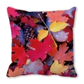 Square watercolor autumn maple leaf and pine cone print peach skin sofa cushion cover - Maple Pinecone (12)