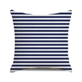 Federa per cuscino nautico a righe orizzontali blu navy e bianco panna in lino - Righe Orizzontali Blu Navy Bianco Sporco / 45x45 cm