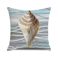 Housse de coussin thème océan avec grand coquillage sur motif de vagues bleues et grises - Style Ondulation d'Eau Coquille Peinte (23) / 45x45 cm