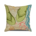 Nautical beach flip-flops watercolor pillow cover with To the ocean text and wood texture - To the Ocean Style (23)