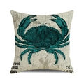 Linen cushion cover featuring vintage watercolor crab illustration and retro typography - Cyan Retro Crab (7) / 45cmx45cm