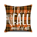 Orange and black plaid fall pillow cover with I love FALL most of all text and corn - I Love Fall Most of All Style / 45x45cm