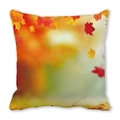Square peach skin pillowcase with vibrant orange and red autumn maple leaf pattern - Blurred Gradient Maple (14)