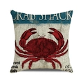 Retro linen pillow case with red crab print and Crab Shack typography for nautical decor - Red Crab Retro Pattern (8) / 45cmx45cm