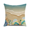 Summer beach flip-flops watercolor oil painting style linen cushion cover - Classic Coastal Print (25)