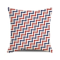Fodera per cuscino in lino con motivo geometrico chevron rosso e blu decoro nautico - Motivo a Spina di Pesce a Tre Colori / 45x45 cm