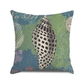 Housse de coussin carrée avec imprimés vintage de coquillages et coraux en coton-lin - Style Coquillage Tacheté Noir et Blanc (26) / 45x45 cm