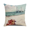 Artistic watercolor beach slippers print cushion cover on white background - Watercolor Landscape Slippers (26)