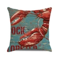 Square cushion cover with red lobster on blue wood grain pattern background - Lake Blue Wood Grain Red Lobster (30) / 45cmx45cm