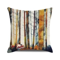 Square autumn forest tree print throw pillow cover with artistic watercolor animal design - Watercolor Abstract Dense Forest (17) / 18x18 Inch