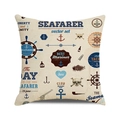 Vintage nautical throw pillow cover featuring anchor and compass prints in linen texture - 18x18 Inch / Vintage SEAFARER Typography Theme (27) / Off White (27)