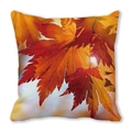 Square peach skin pillowcase with vibrant red maple leaf print for fall home decor - Autumn Maple Close-up (17)