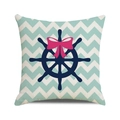 Housse de coussin carrée avec motif ancre marine, nœud rose et rayures chevron bleues - Style Noeud Gouvernail Chevron Turquoise (28)