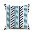 Federa per cuscino nautica quadrata con motivo a corde blu su tessuto crema - Righe a Corda Verticali / 45x45 cm