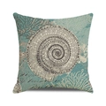 Housse de coussin carrée avec motif de coquillage et corail en lin vintage - Style Coquillage en Spirale Corail (28) / 45x45 cm