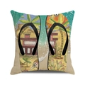 Artistic watercolor summer beach flip-flops pattern square sofa cushion cover - Palm Cactus Style (28)