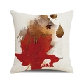 Housse de coussin carrée avec feuille d'érable rouge et silhouette de cerf blanc d'automne - Silhouette de Cerf de Forêt avec Érable Rouge (15)