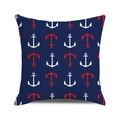 Housse de coussin bleu marine avec motifs d'ancres rouges et blanches répétés - Style Ancre Rouge Blanc Fond Marine (29)