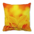 Fall themed throw pillow cover with golden autumn leaves watercolor print on peach skin fabric - Realistic Leaf Veins (18)