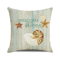 Housse de coussin nautile et étoile de mer avec motif de texture bois vintage - Style Welcome to the Shore (29) / 45x45 cm