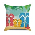 Summer beach theme square cushion cover with colorful flip-flops and starfish print - Rainbow Beach Flip Flops (29)