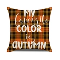 Orange and black buffalo plaid autumn pillow cover with my favorite color is autumn text - Autumn Plaid Quote Style / 45x45cm