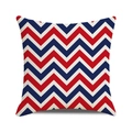 Federa per cuscino quadrata con motivo a onde rosso e blu navy e trama a spina pesce - Motivo a Spina di Pesce Ondulato / 45x45 cm