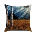 Happy Thanksgiving autumn forest leaves throw pillow cover with vintage landscape and plane - Vintage Landscape Biplanes (20) / 18x18 Inch