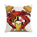Fodera per cuscino in lino beige con stampa acquerello di granchio e birra del Maryland - Granchio Specialità del Maryland (29) / 45x45cm