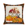 Gnome pumpkin autumn cushion cover with orange and black checkered pattern borders - Three Gnomes Pumpkin Berries (29)