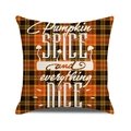 Plaid pumpkin spice square pillow cover with festive autumn typography decoration - Pumpkin Spice and Everything Nice Style / 45x45cm