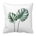 Tropical monstera leaf print pillowcase on soft peach skin fabric for home decor - Double Monstera Leaves Pattern (40)