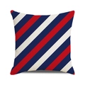 Federa per cuscino nautico con strisce diagonali blu navy rosso e crema texture - Righe Diagonali a Tre Colori / 45x45 cm