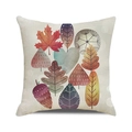 Housse de coussin en lin avec motifs de feuilles de forêt d'automne colorées - Feuilles Abstraites Minimalistes Modernes (18)