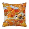 Autumn birds and yellow leaves pattern on square peach skin pillowcase for home decor - Oak and Tits (21)