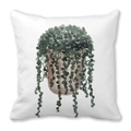 Minimalist tropical green leaf succulent illustration on white peach skin pillow cover - Hanging String of Pearls Pattern (37)