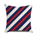 Fodera per cuscino nautica quadrata con strisce diagonali rosse, blu e beige - Righe Larghe Diagonali / 45x45 cm