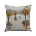 Square fall cushion cover with vibrant forest trees and autumn lake reflection - Autumn Lake Reflection (22) / 18x18 Inch