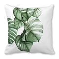 Square peach skin pillowcase featuring tropical green monstera leaf watercolor print - Single Monstera Leaf Hand-painted Pattern (34)