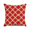 Fodera per cuscino a rombi rossi e bianchi con motivi a croce geometrici in cotone lino - Motivo a Croce a Scacchi Diagonale Rosso Bianco / 45x45 cm