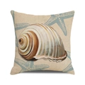 Housse de coussin carrée avec motif de conque et étoile de mer sur fond beige - Style Étoile de Mer Coquillage Réaliste (33) / 45x45cm