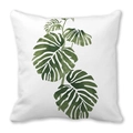 Tropical monstera leaf pillow cover in watercolor style on white peach skin fabric - Dark Green Monstera Watercolor Pattern (11)