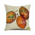 Housse de coussin carrée en lin avec feuilles d'automne et typographie inspirante - Feuilles Tombées avec Texte Inspirant (22)