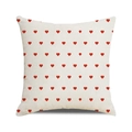 Federa nautica con motivi a cuore rossi su tessuto di lino color crema - Forma a Cuore Rosso Bianco Sporco / 45x45 cm