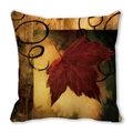 Artistic oil painting pillowcase with deep red maple leaf and autumn color blocks - Dark Red Maple Vine (24)
