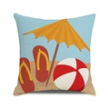 Square cushion cover with watercolor summer beach flip flops and umbrella print - Orange Beach Umbrella Style (35)