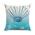 Housse de coussin carrée nautique avec imprimé dégradé de coquillage bleu et étoile - Style Dégradé Étoile de Mer Coquille Bleue (35) / 45x45cm