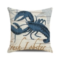 Linen cushion cover with watercolor blue lobster and Fresh Lobster typography - Realistic Blue Lobster (38) / 45cmx45cm